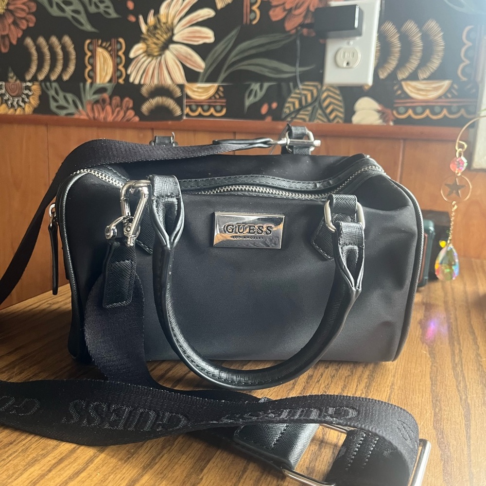Guess Black Satchel with Silver Details